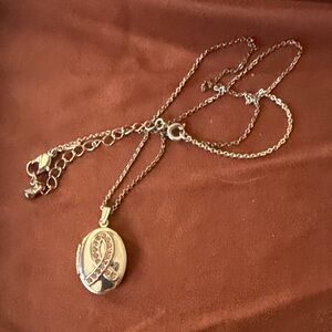 Avon Gold Ribbon Locket Necklace